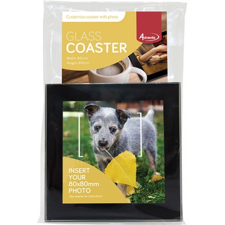 Adventa Black Glass Coaster 80x80mm