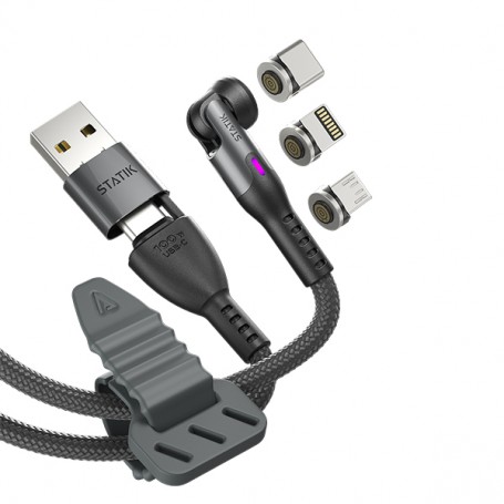Statik 360 Pro Mag Cable USB-A/-C to3 3m Black