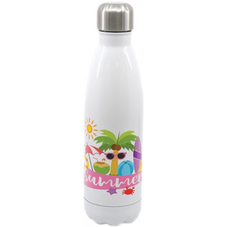 Bottle Metal Cola Style White 500ml